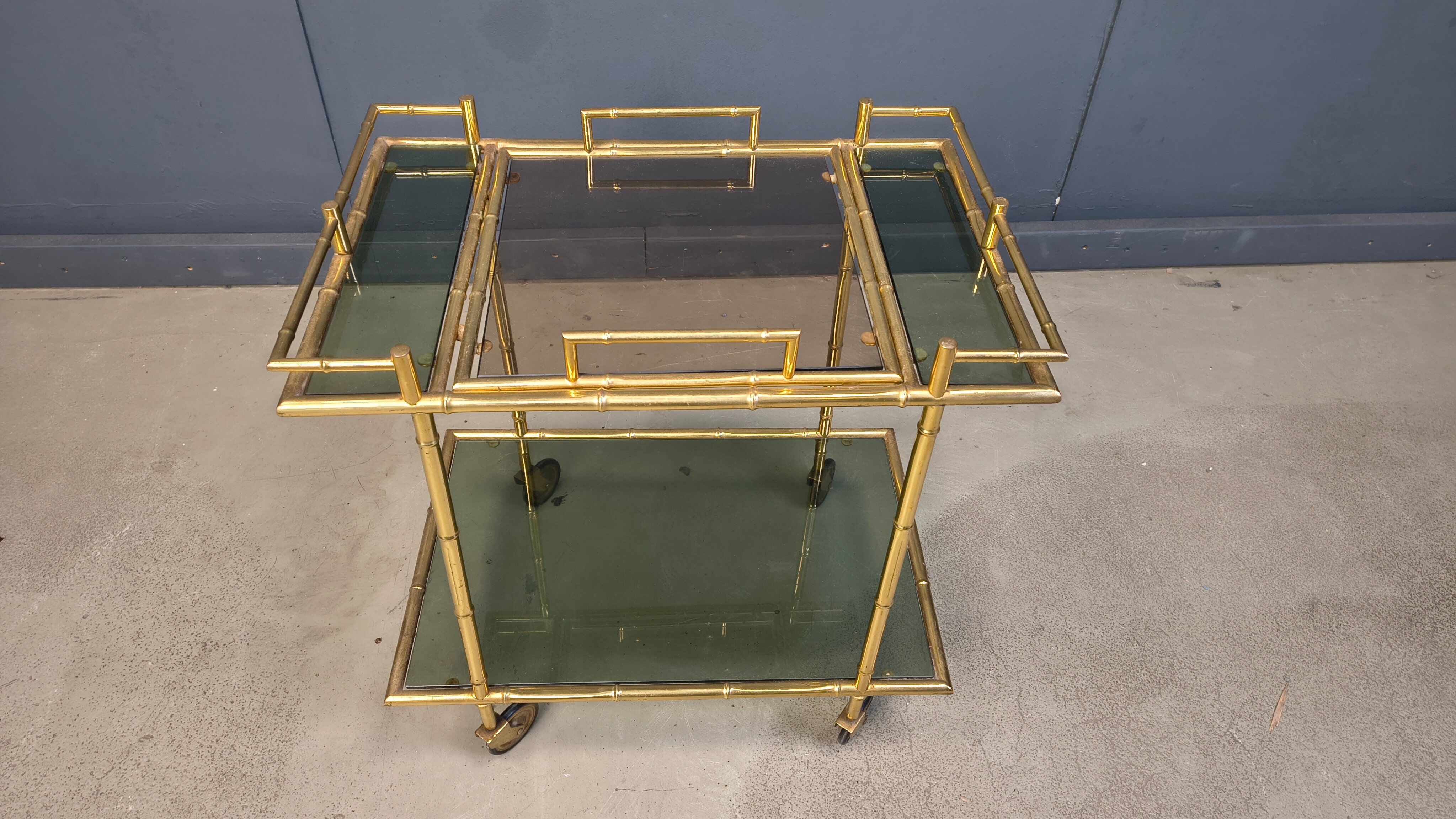 Vintage brass faux bamboo trolley, 1960s