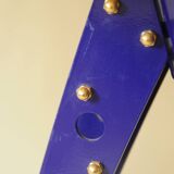 Pair of blue industrial design lamps with yellow shades - Space Age Rocket