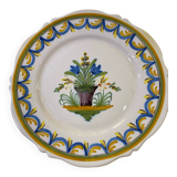 Large presentation plate in Quimper earthenware, Emile Tessier