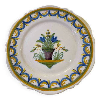 Large presentation plate in Quimper earthenware, Emile Tessier