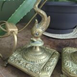 Gilded bronze dolphin lamp