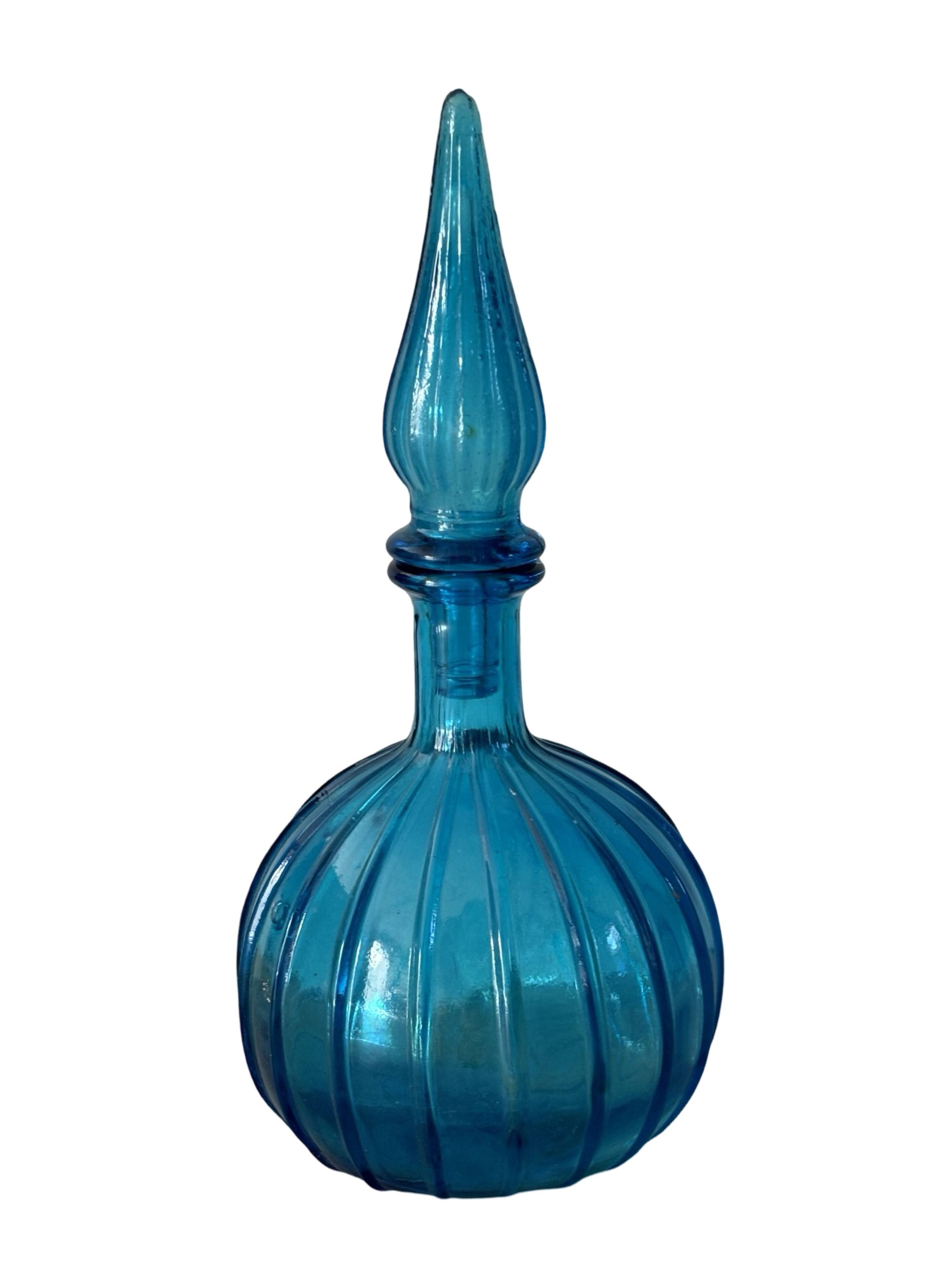 Vintage Empoli Glass Decanter with Stopper, Italy, 1960s