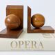 Pair of vintage bookends with polished wooden balls, Art Deco style