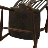 Chaise Windsor ancienne en bois de hêtre et d'orme avec dossier à roulettes, XIXe siècle