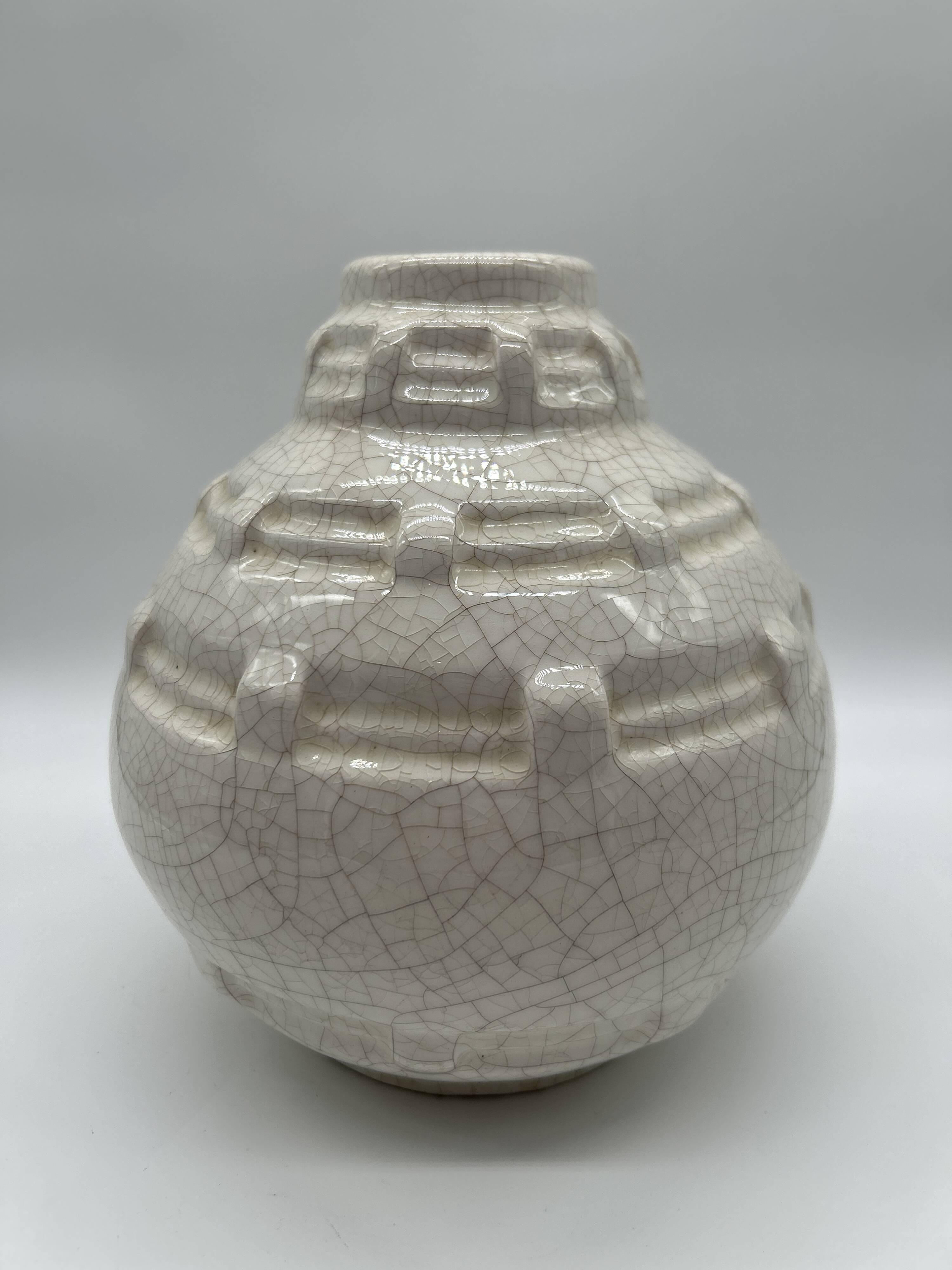 Art Deco round vase attributed to Louis Gueule.