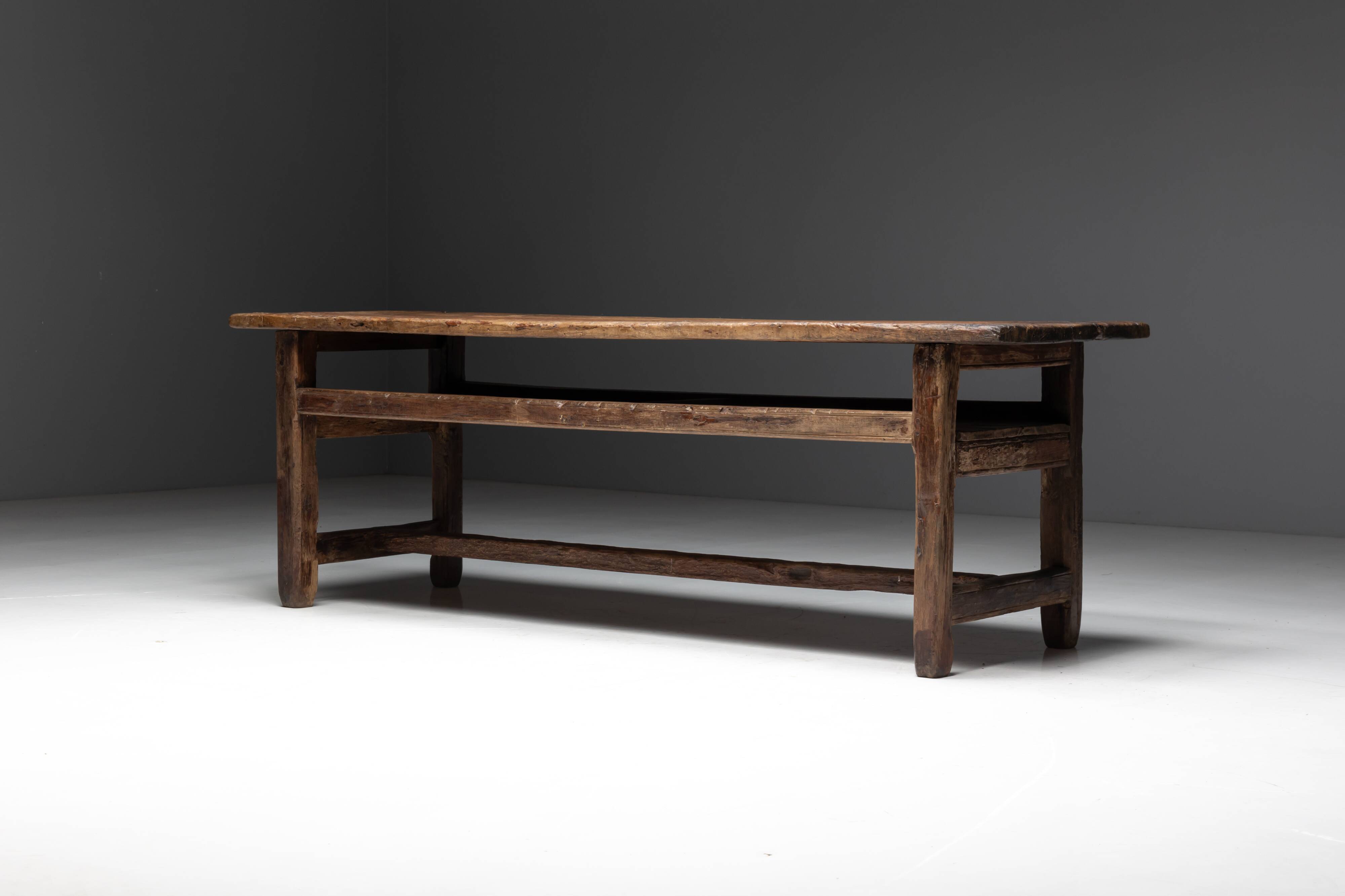 Wabi sabi farmhouse worktable, France, 19th century