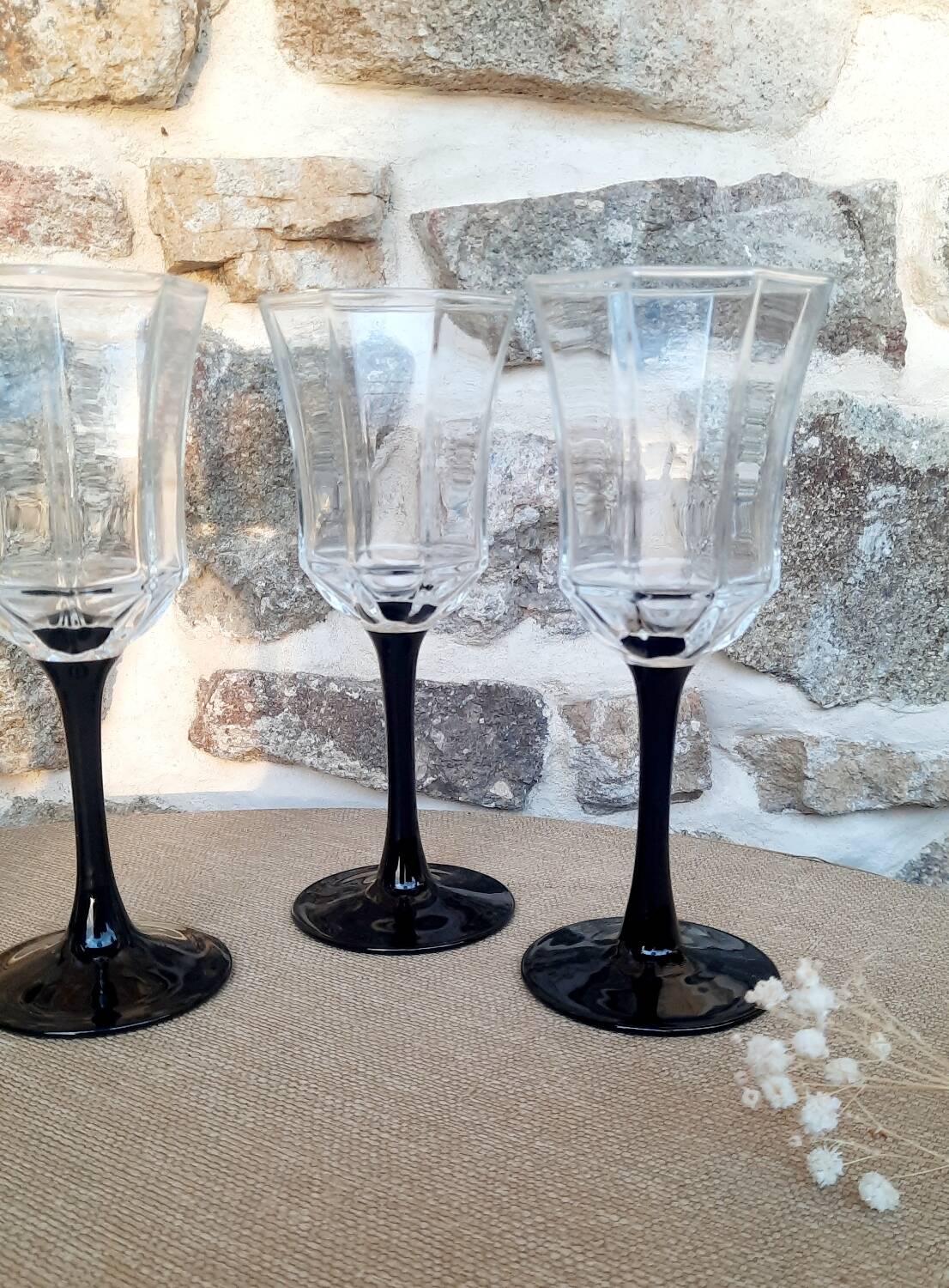 Black Luminarc stemmed glass