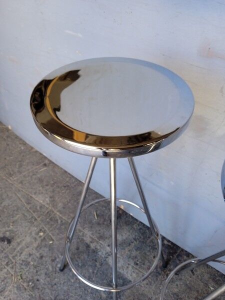 Pair 2 high bar stools all chrome