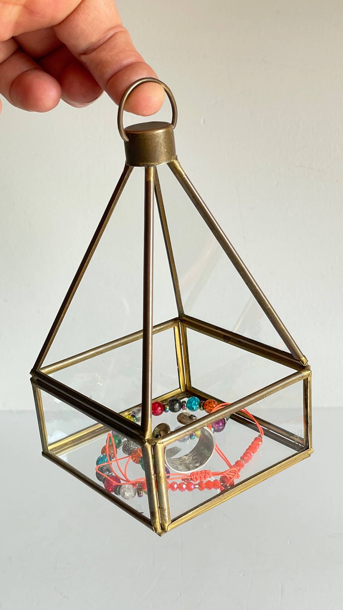 Vide-poche verre et laiton vintage