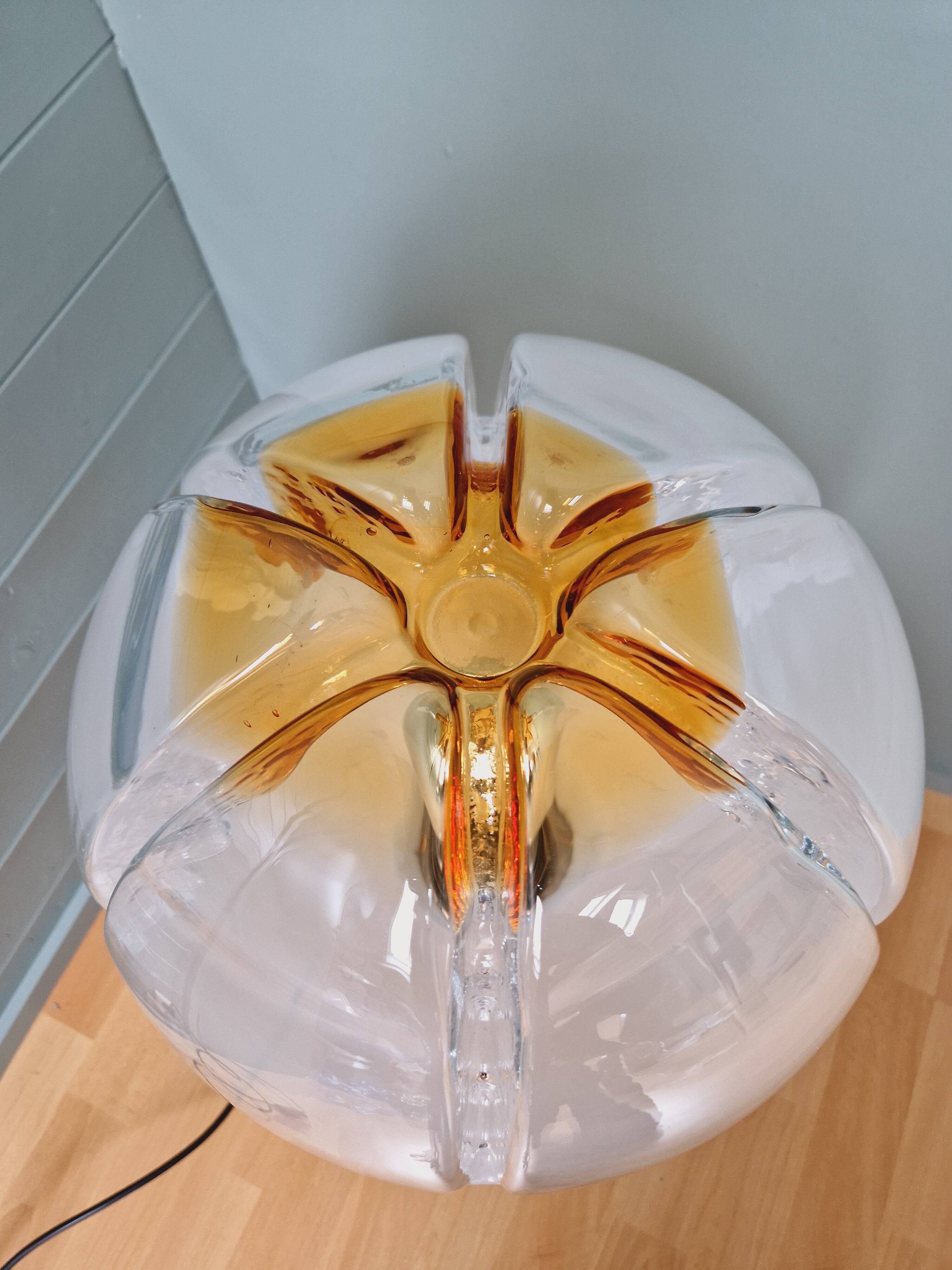 Mazzega floor lamp in chromed metal and milky glass globe, 1960s-70s