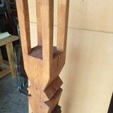 Brutalist ethnic sculpture / Totem, solid wood on base