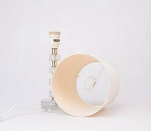 Orrefors crystal and brass table lamp for Vitrika