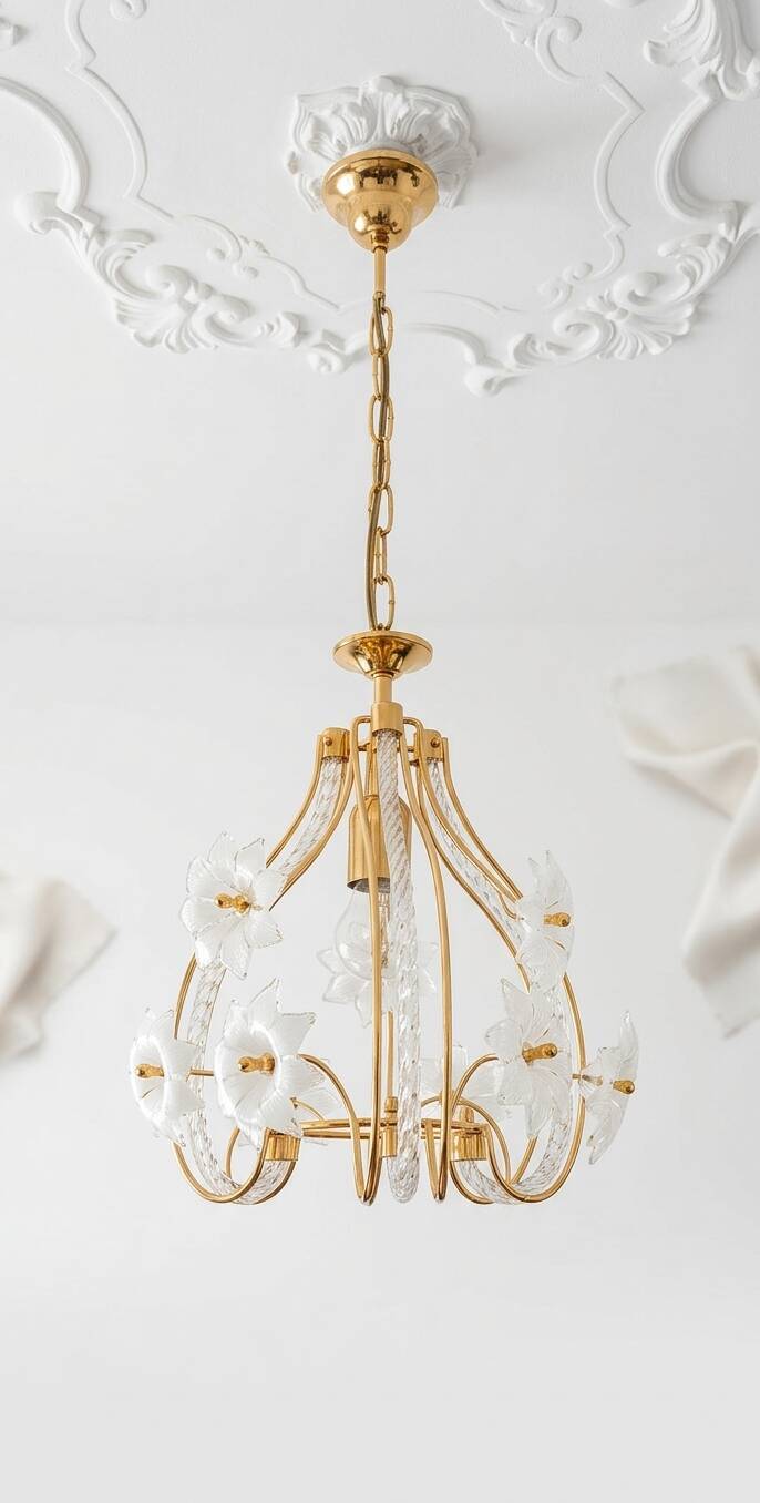 Lampadario vintage in vetro di Murano – "Bocciolo di Fiore" - Altezza