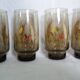 Verres Luminarc Tivoli set of 8, large amber glasses with a grass motif.