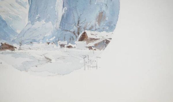 Aquarelle originale ''Harmonie des hauteurs'' signée René Leverd, Suisse