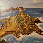 Tableau ancien marine sur isorel, cadre bois