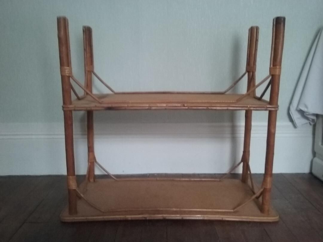 Vintage bamboo and rattan console