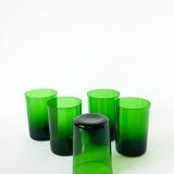 Set of 5 Long Drink water glasses, Green, 1970 - 12 X 8 cm