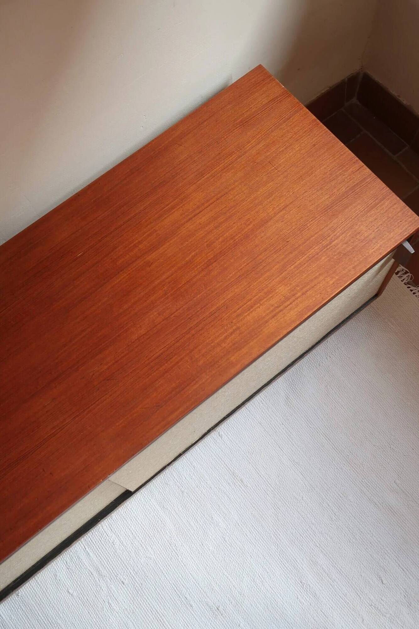 Teak enfilade, sliding canvas doors, 1960s.