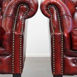 Ensemble de 6 fauteuils club Chesterfield en cuir de vache anglais