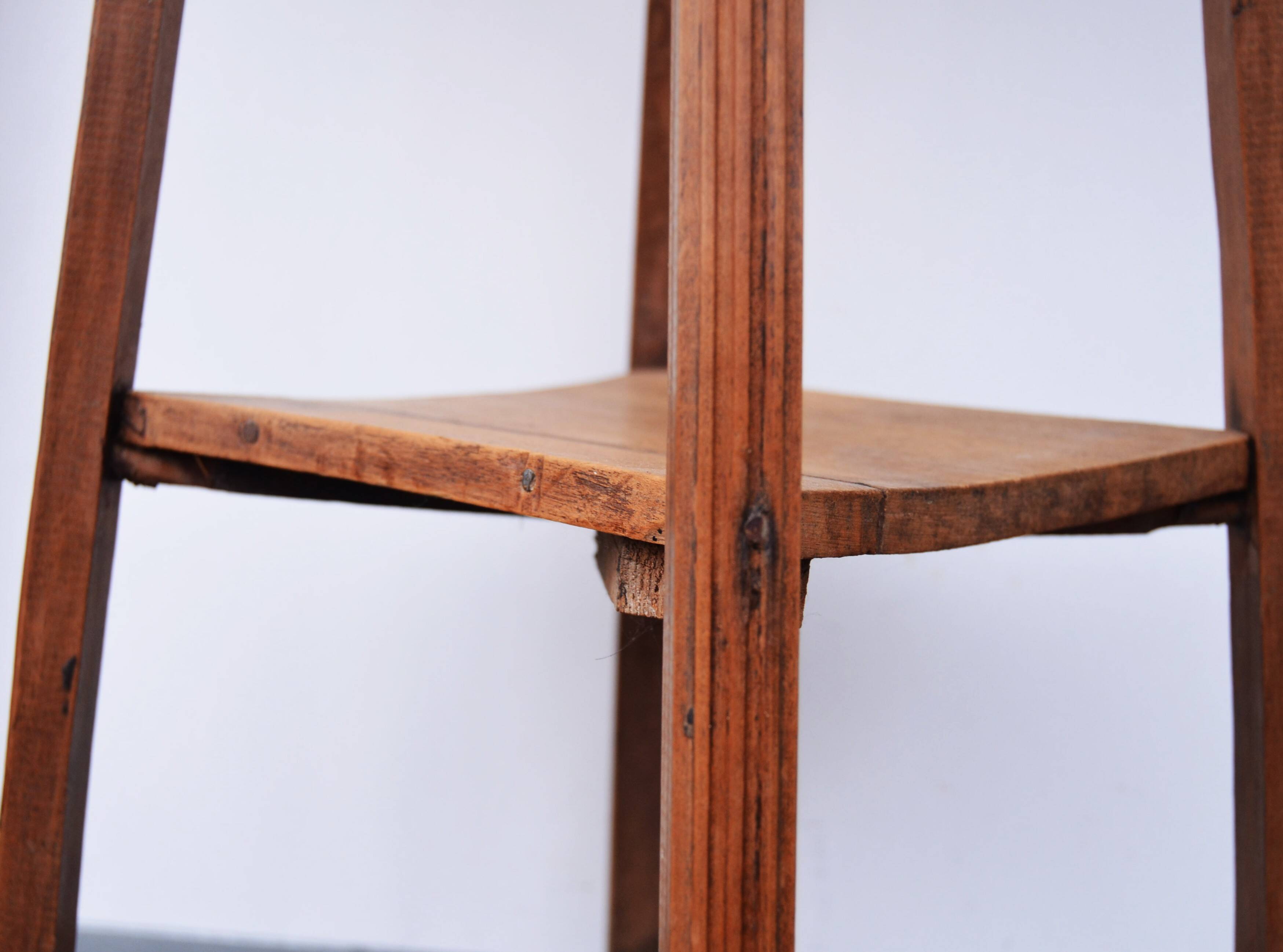 Art Nouveau wood stand planter with stone plaque