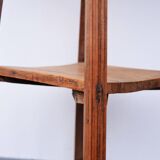 Art Nouveau wood stand planter with stone plaque