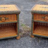 Pair of rattan bedsides
