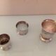 Timpani, shell and round of silver metal / vintage towel 50s-60s