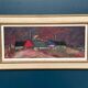Original Swedish Oil on Panel – “Huts” – Vintage & Framed – 77 × 41 cm