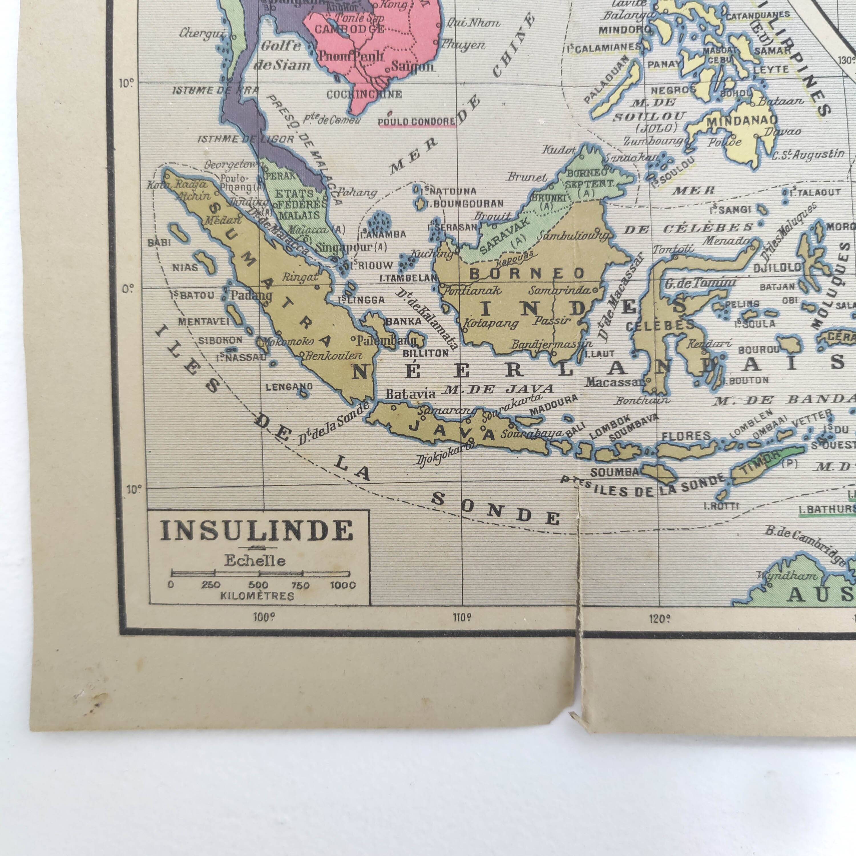 Large planisphere world map 105 by 74cm