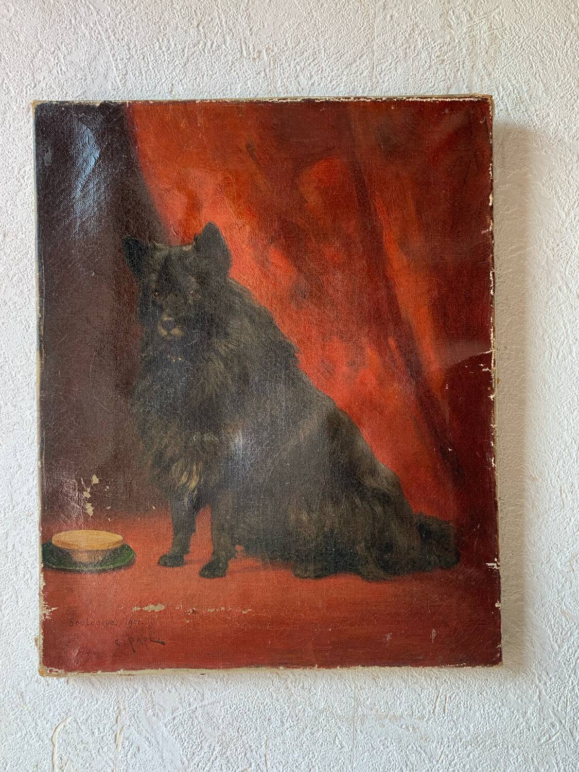 Old oil painting on canvas