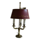 Lampe bouillotte 3 feux bronze et abat jour tôle bordeaux
