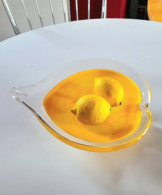 Coupe cœur en verre soufflé de Murano 1970