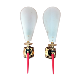 White wall lamps shape brass and plexiglas cornet circa 1950 / 1 pair