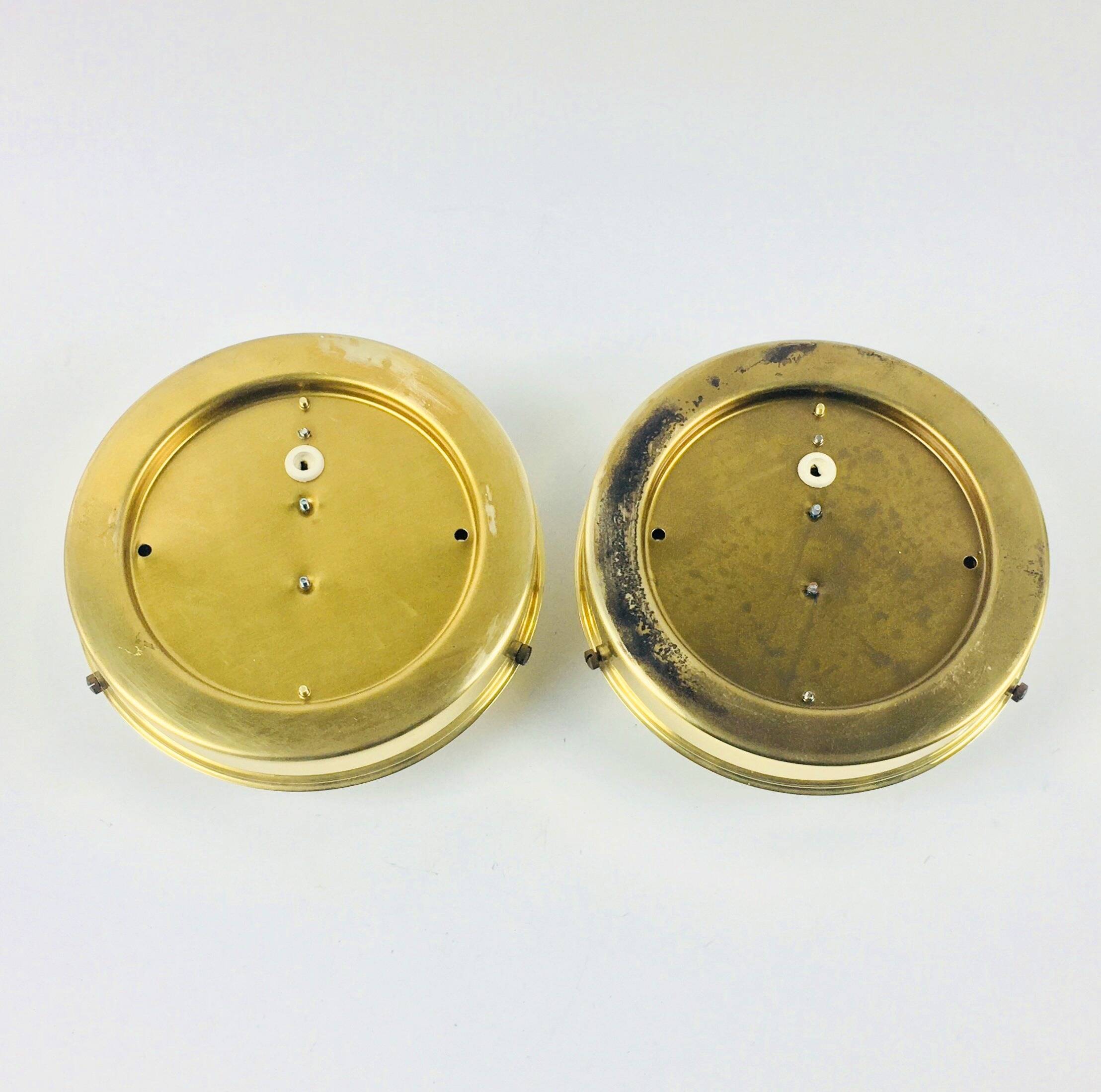 Mid-Century Glass & Brass Ceiling Light from Limburg, Germany, 1960s