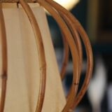 Vintage rattan and paper pendant light