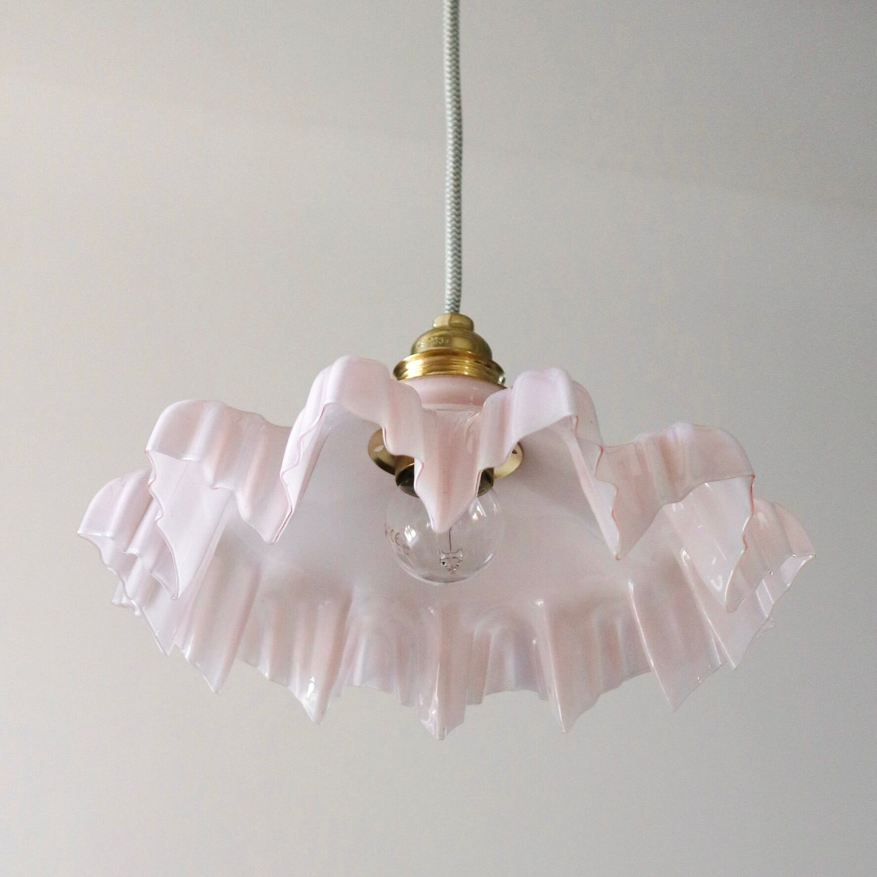 Pink draped glass pendant lamp
