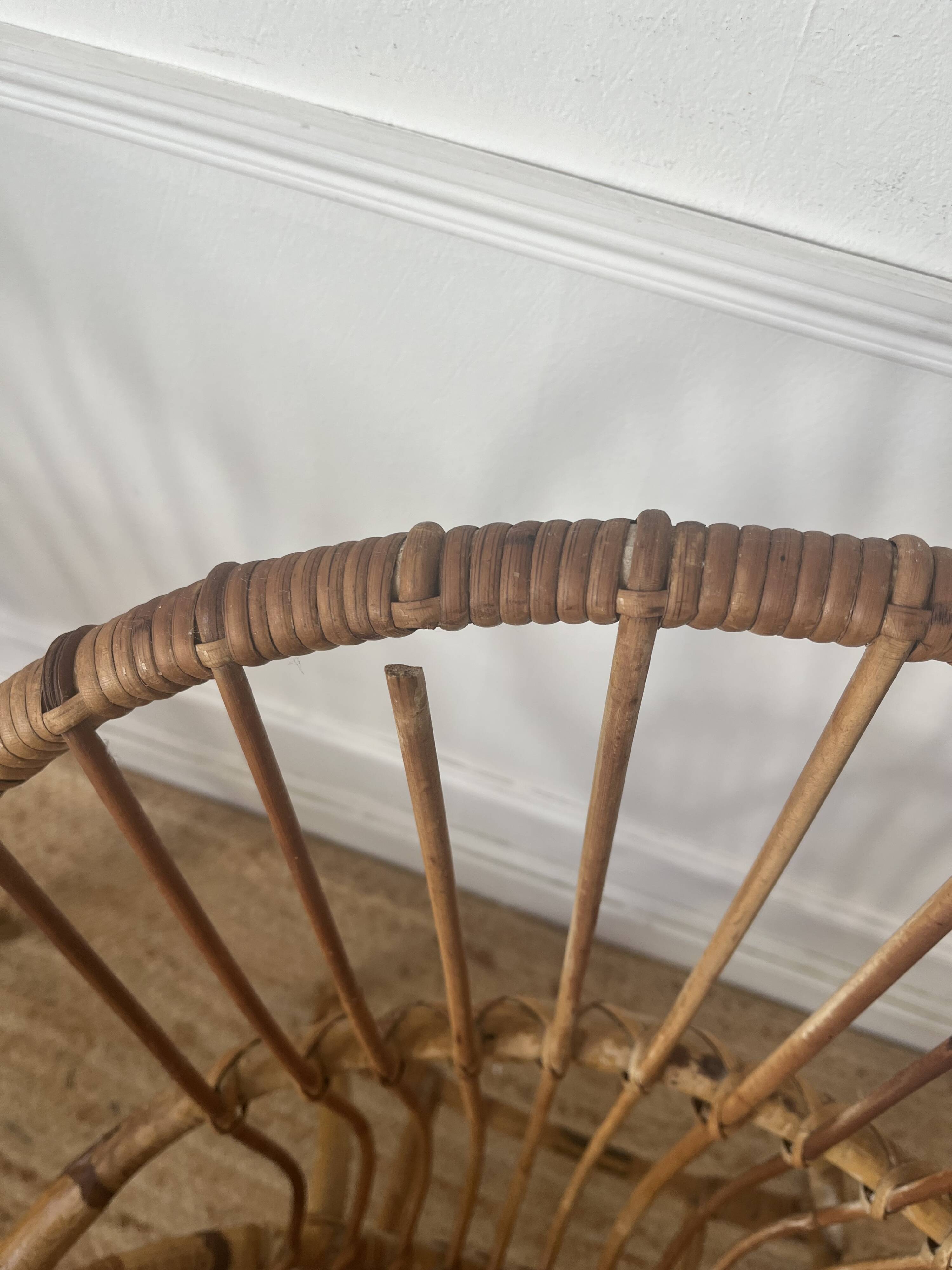 7 vintage rattan armchairs