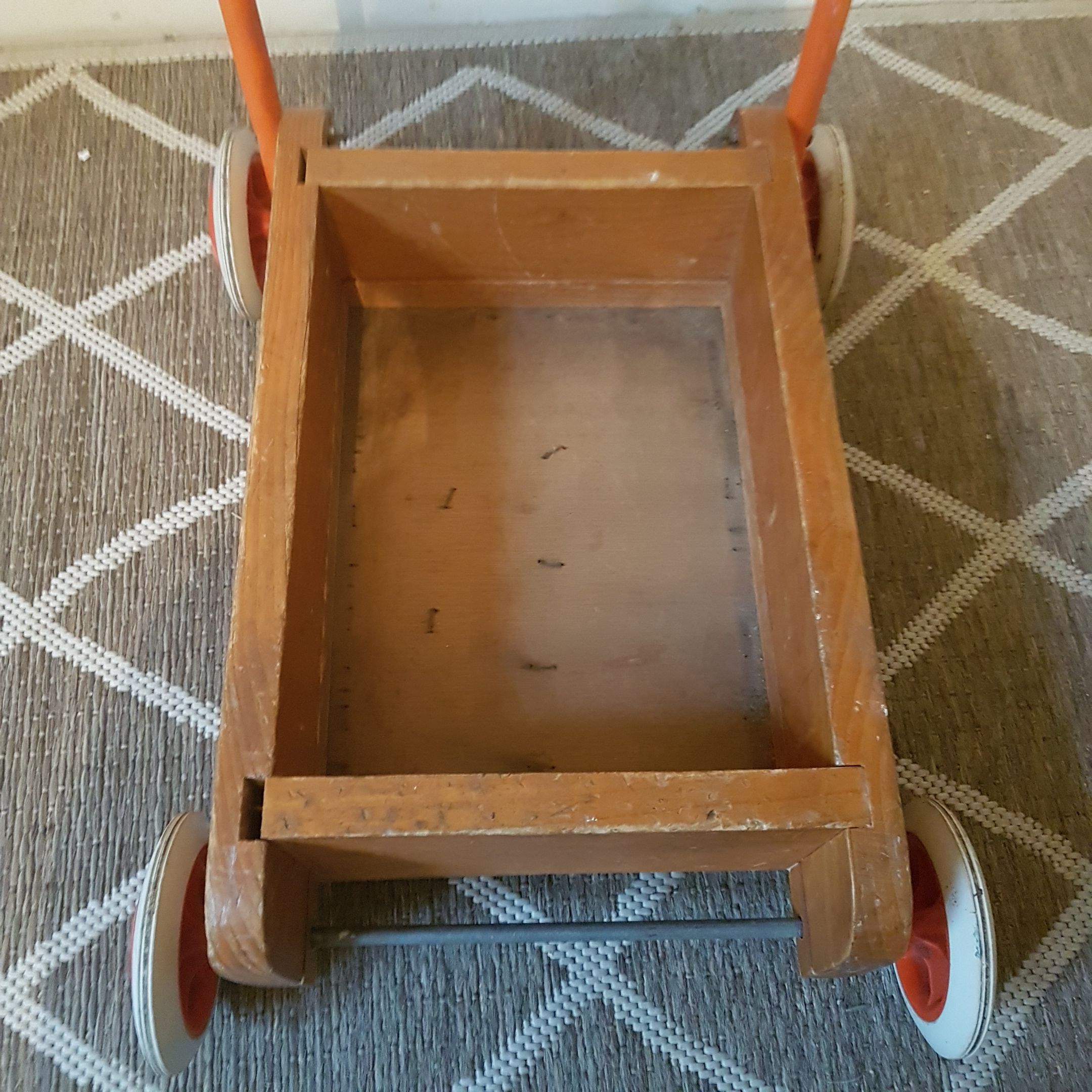 Market toys vintage tray cart wood and orange