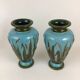 Pair of enamelled ceramic vases Barbotine Art Nouveau