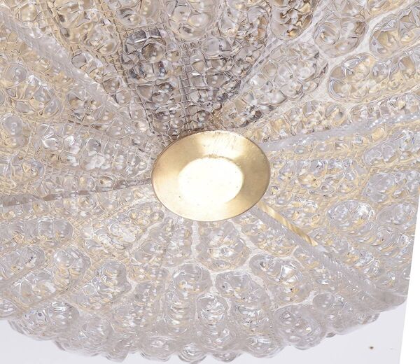 Plafonnier en cristal et laiton Carl Fagerlund, Lyfa, années 1960