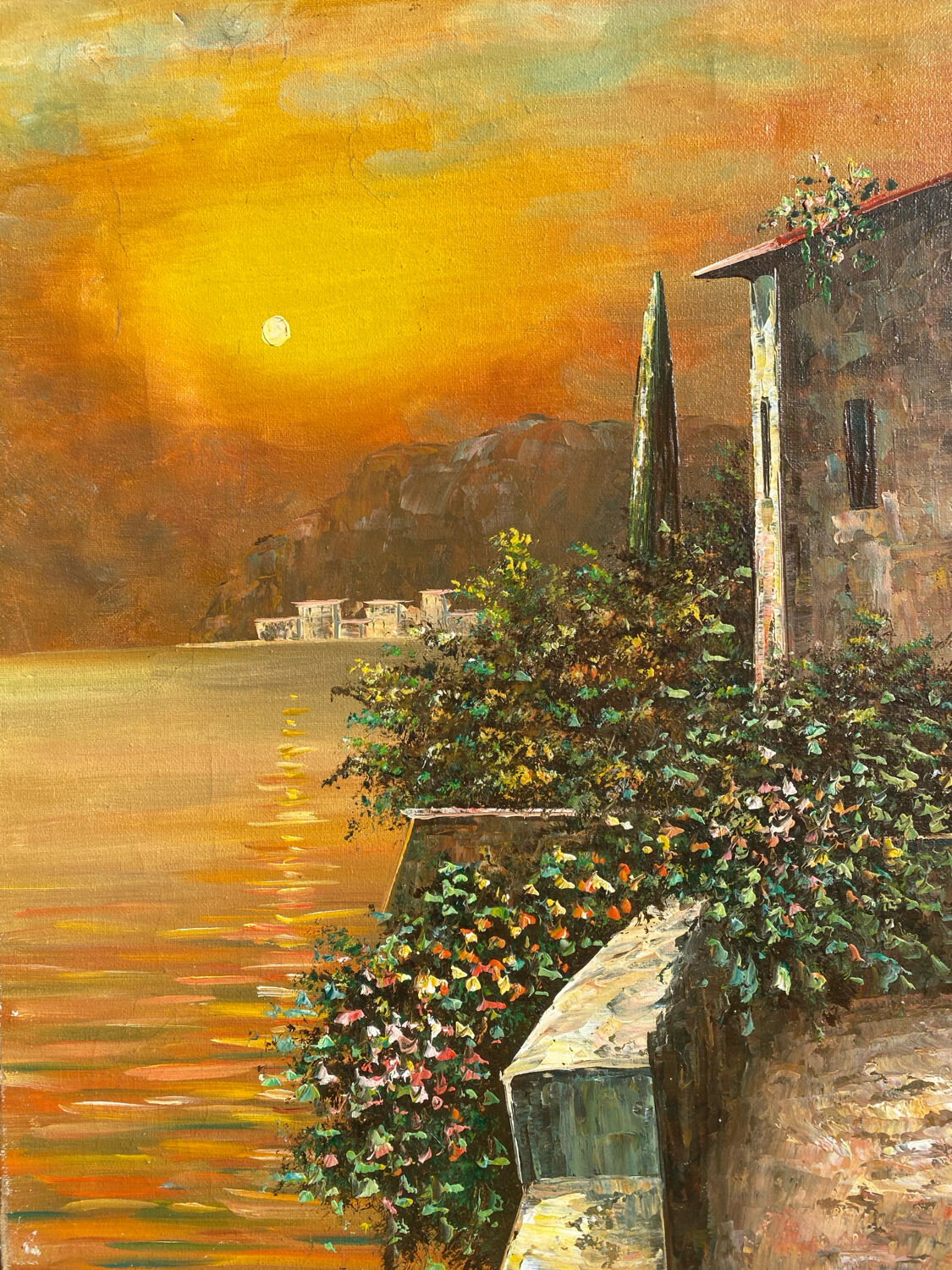 Mediterranean sunset oil on canvas signed