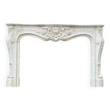 Remarkable Louis XV Style Fireplace In White Carrara Marble Circa 1880