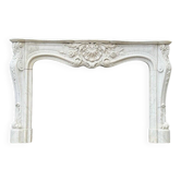 Cheminée de style Louis XV en marbre blanc de carrare vers 1880