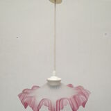 Old suspension lamp with parma pink frosted glass lampshade