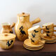 Ceramic coffee set imitation wood Grandjean-Jourdan Vallauris