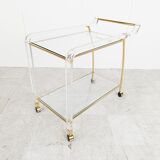Chariot à boissons en laiton et lucite, années 1970