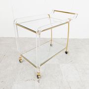 Brass and lucite drinks trolley, 1970s