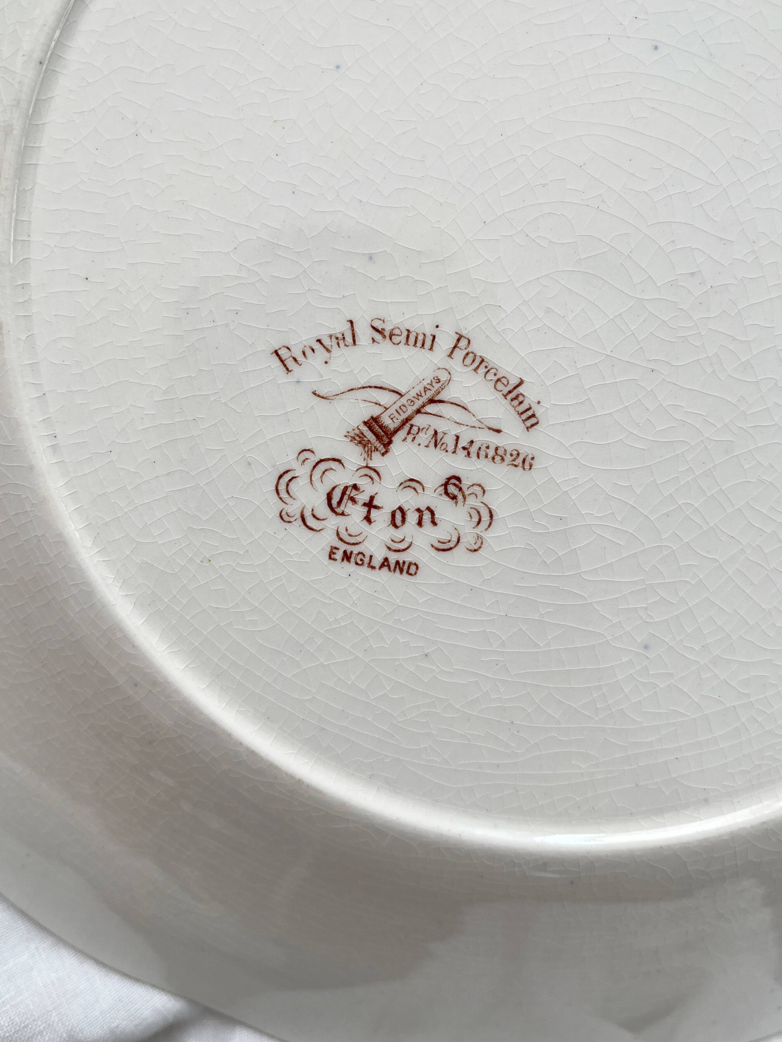 8 Ridgways England Royal Semi Porcelain "Eton" Ironstone Dinner Plates