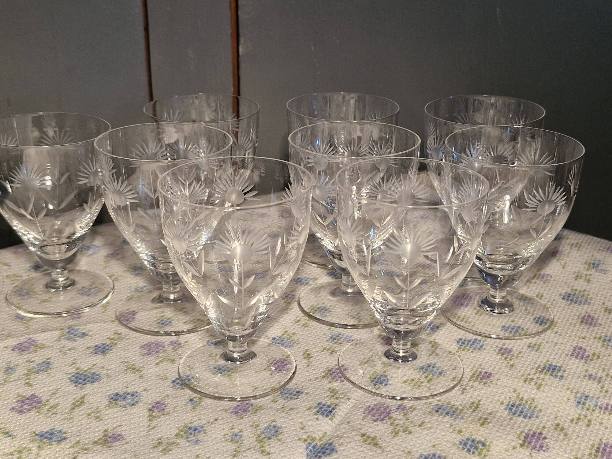 Villeroy and Bosch - 9 Antique Port Glasses - Cut crystal with flower decoration